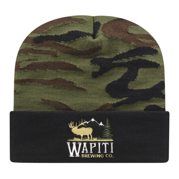Picture of Woodland Camouflage Knit Cap with Solid Cuff